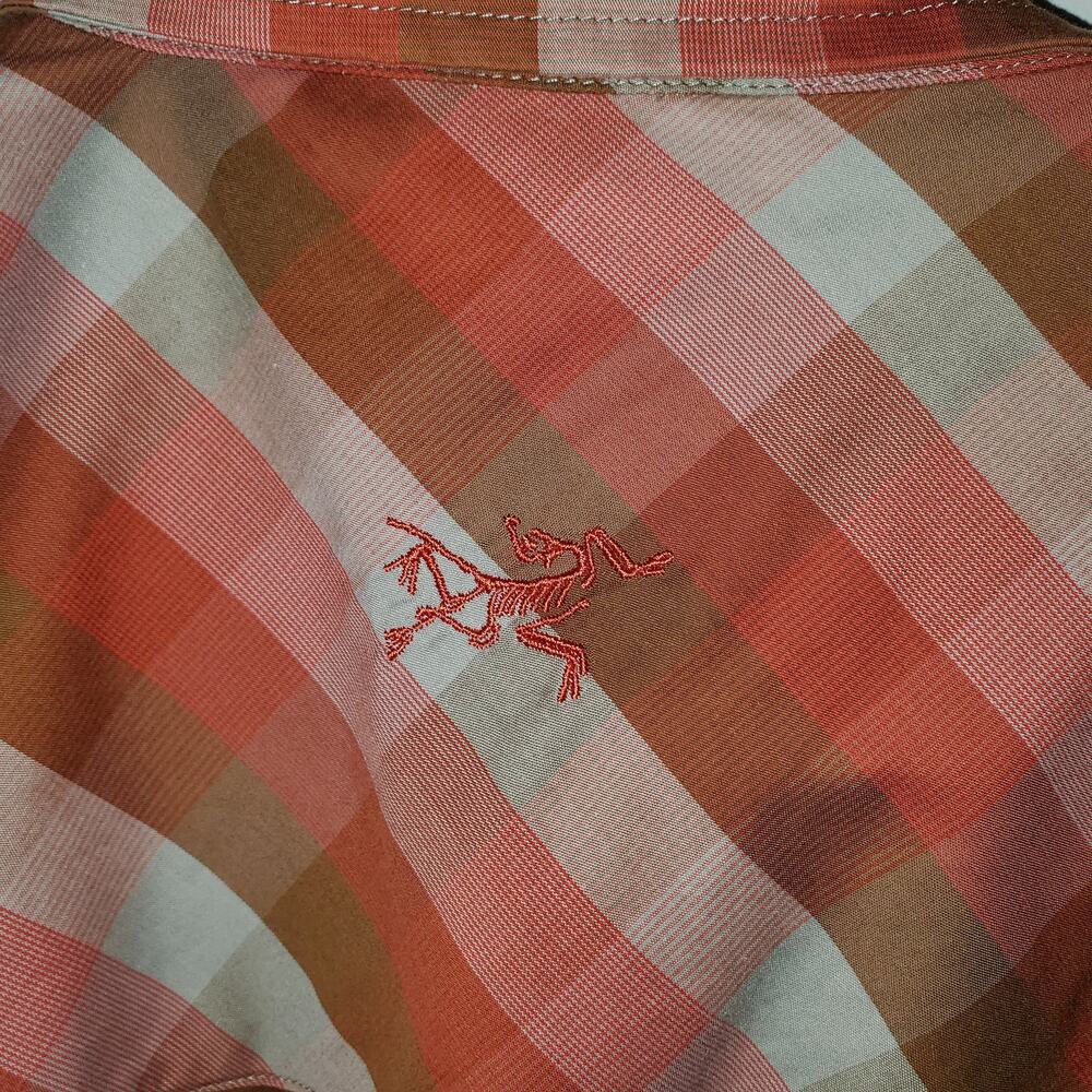 Arc'teryx Plaid Hiking Trail Shirt Side Zips Men's L Orange Pink Outdoor - Picture 4 of 8